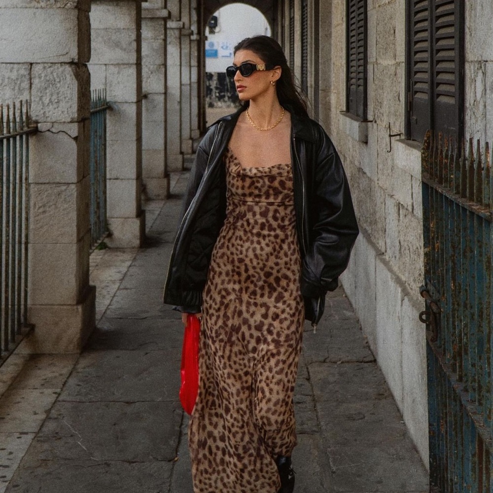 ZARA Animal print tulle dress